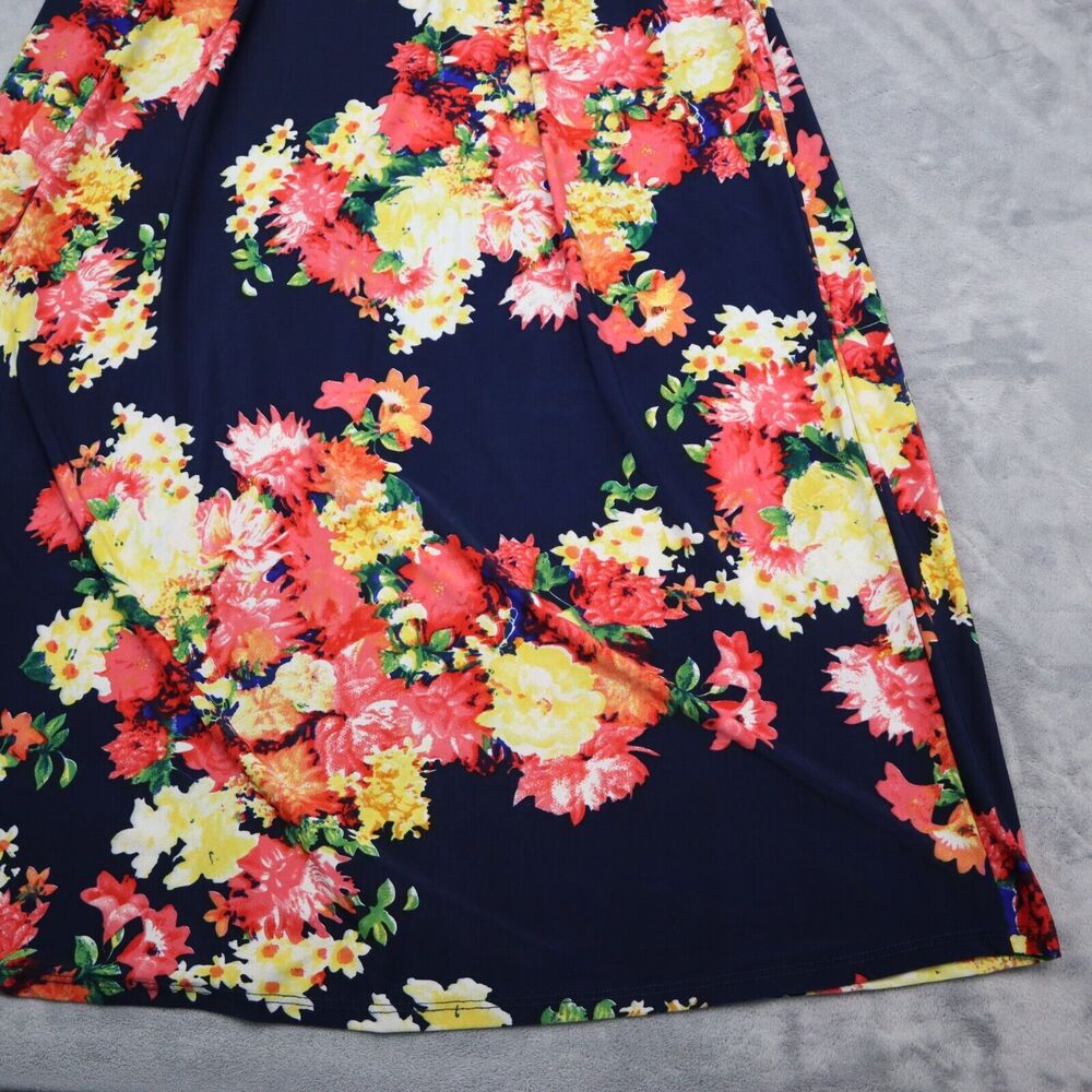 Wanna B Dress Womens L Multicolor Short Sleeve Floral Print Maxi Pullover - Picture 14 of 16